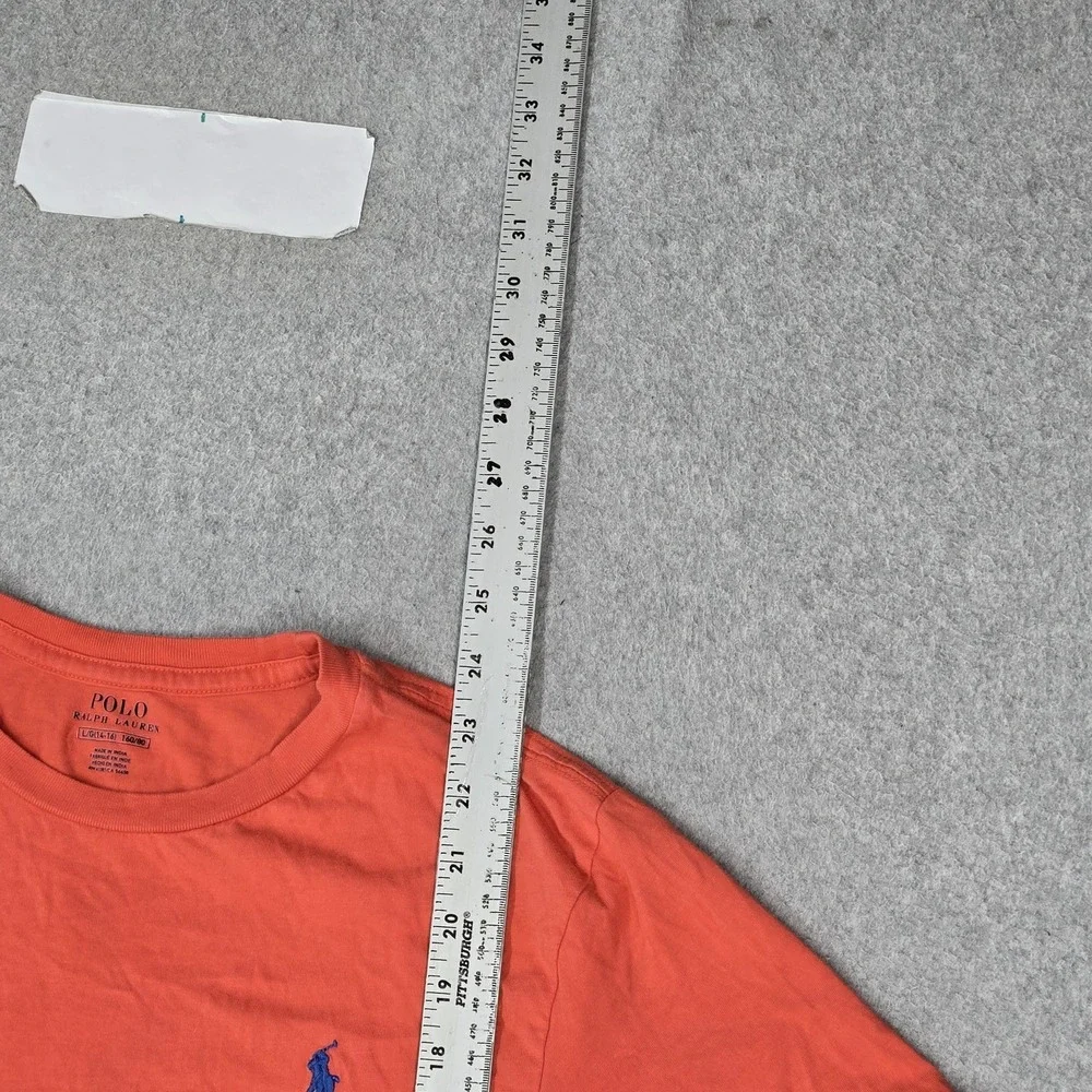Polo Ralph Lauren Boys Shirt L/G (14-16) Orange Embroidered Logo Short Sleeve